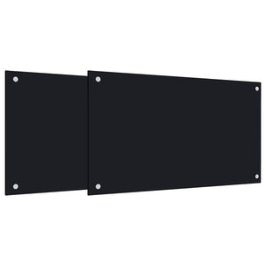 Kjøkkenplater 2 stk svart 70x50 cm herdet glass