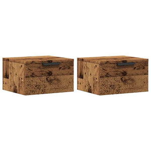 Veggmonterte nattbord 2 stk gammelt tre 34x30x20 cm