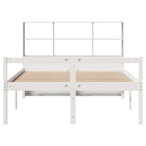 Seng med bokhylle uten madrass hvit 160x200 cm heltre furu