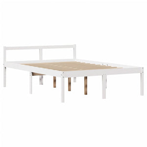 Seng med bokhylle uten madrass hvit 160x200 cm heltre furu