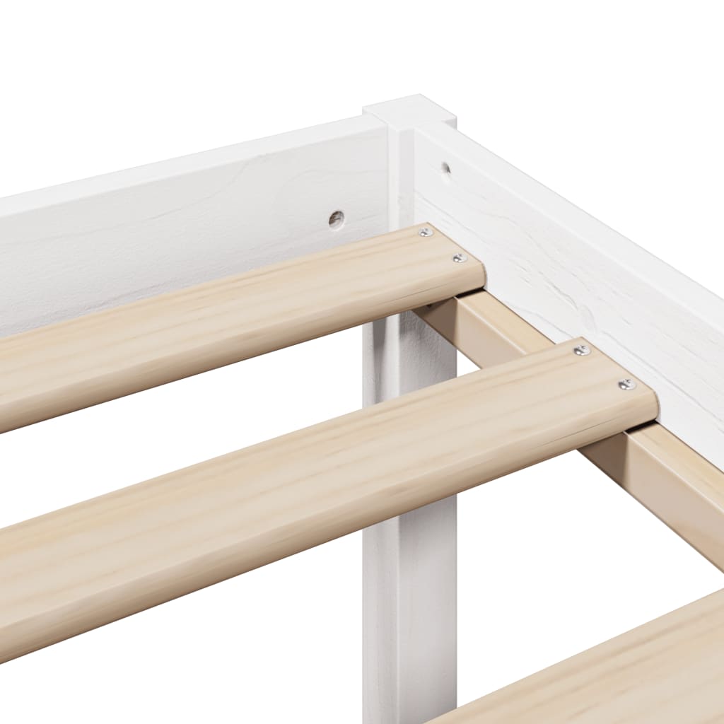 Seng med bokhylle uten madrass hvit 160x200 cm heltre furu