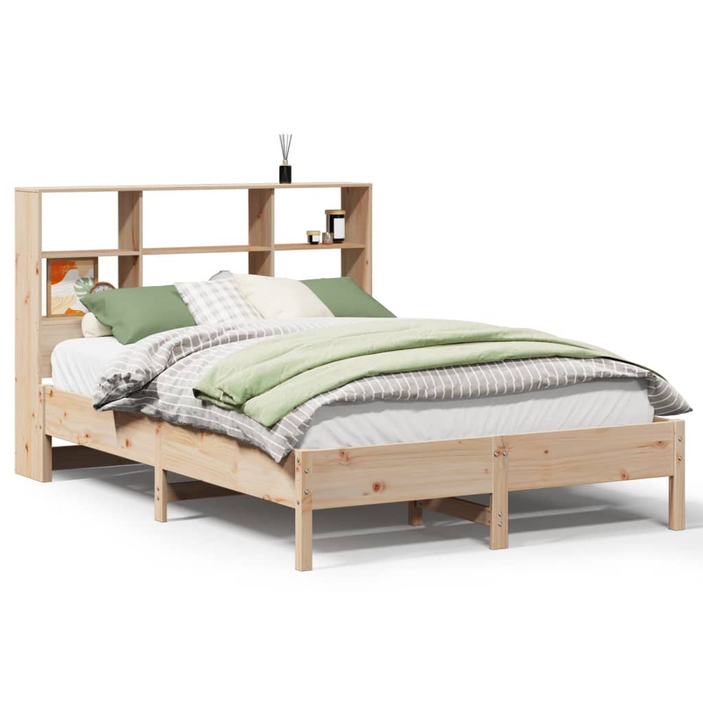 Bed with bookcase without mattress 120x190 cm solid pine wood