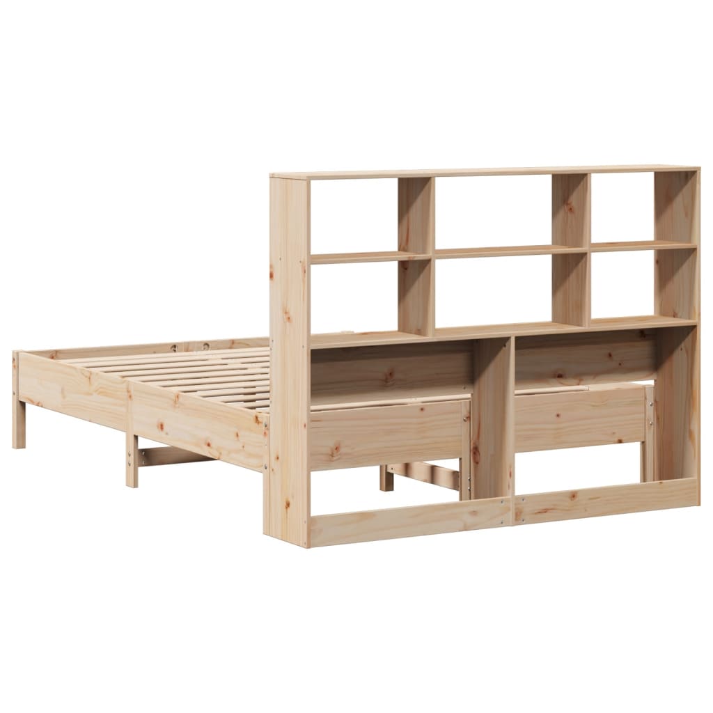 Bed with bookcase without mattress 120x190 cm solid pine wood