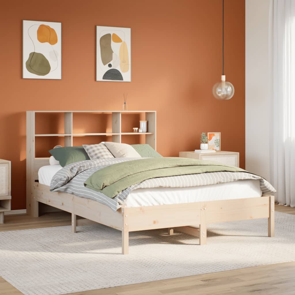 Bed with bookcase without mattress 120x190 cm solid pine wood