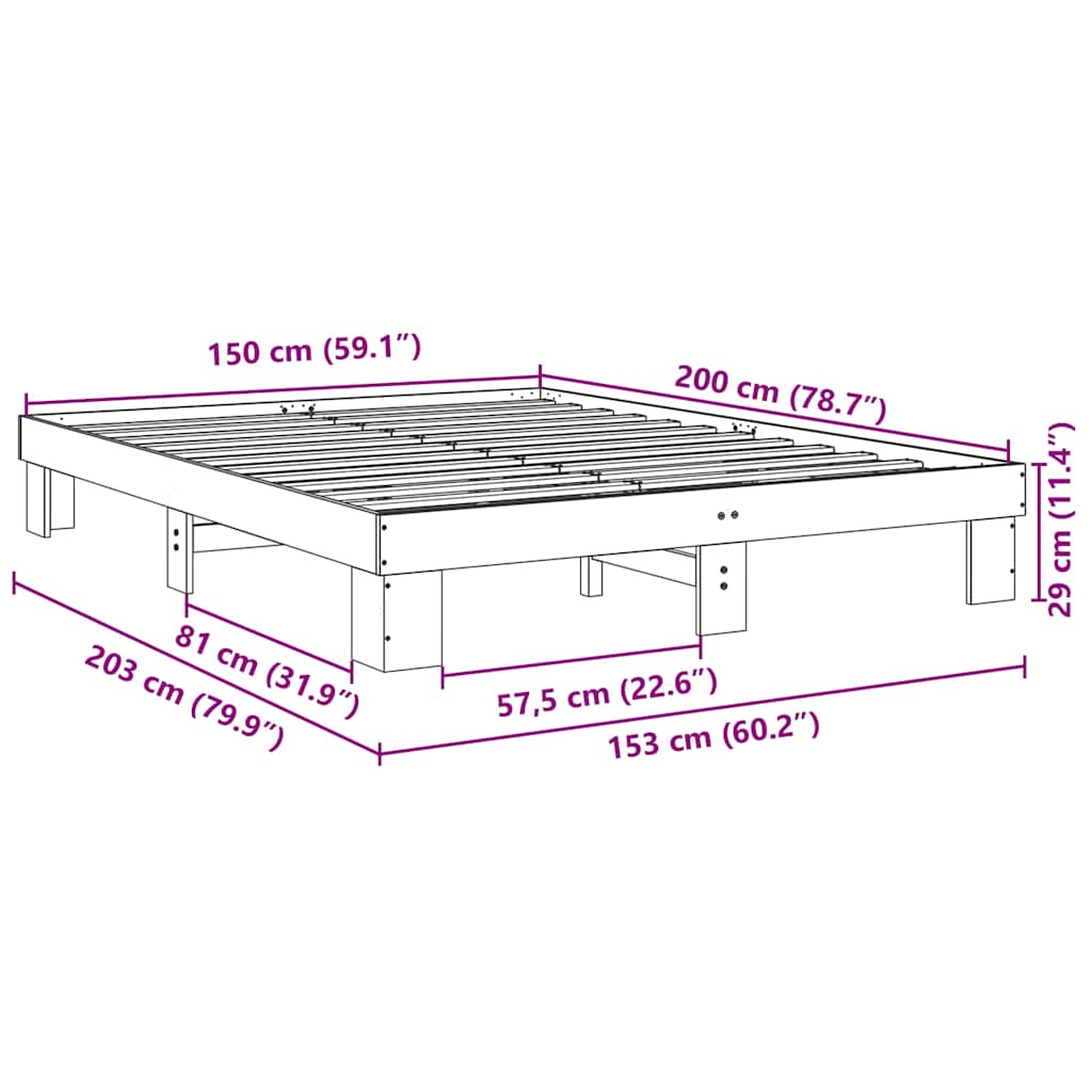 Sengeramme uten Madrass 150x200 cm Heltre Eik