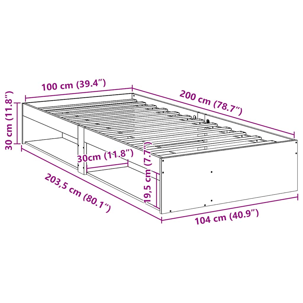 Dagseng uten madrass voksbrun 100x200 cm heltre furu