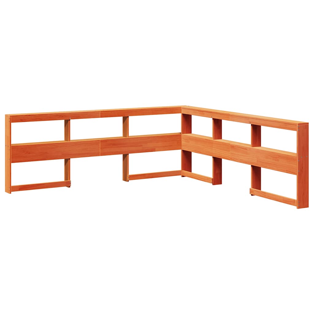 Bokhylle sengegavl L-formet voksbrun 180 cm heltre furu