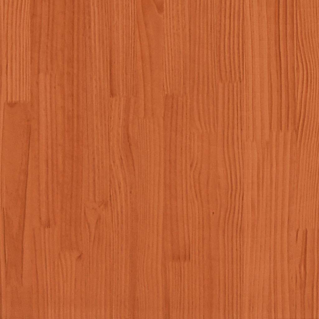 Bokhylle sengegavl L-formet voksbrun 135 cm heltre furu