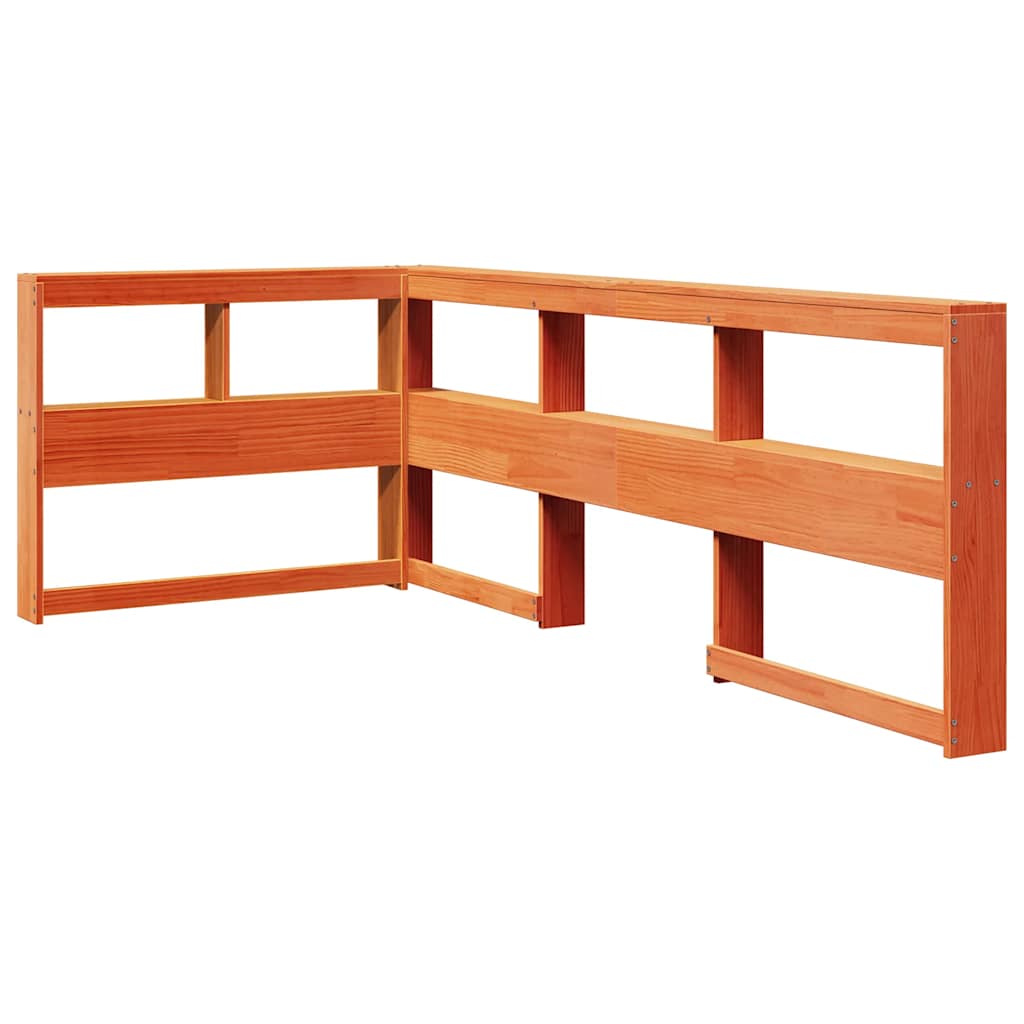 Bokhylle sengegavl L-formet voksbrun 90 cm heltre furu