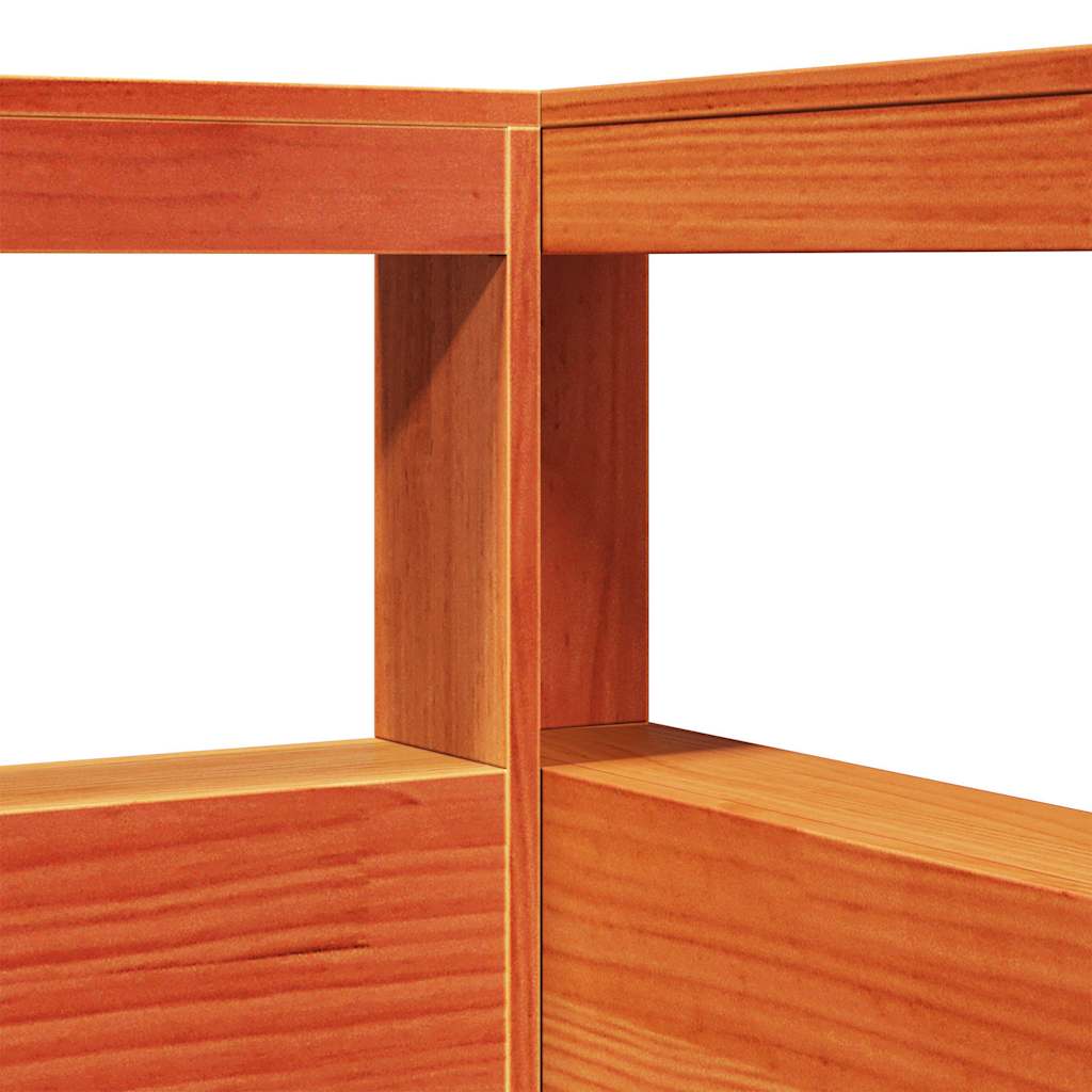 Bokhylle sengegavl L-formet voksbrun 90 cm heltre furu