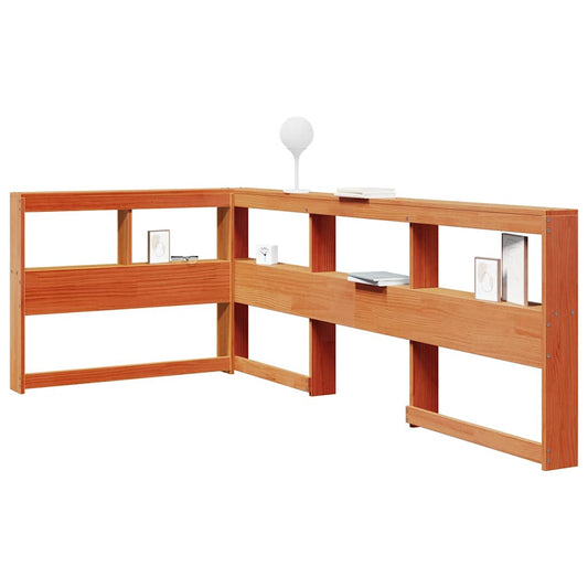 Bokhylle sengegavl L-formet voksbrun 90 cm heltre furu