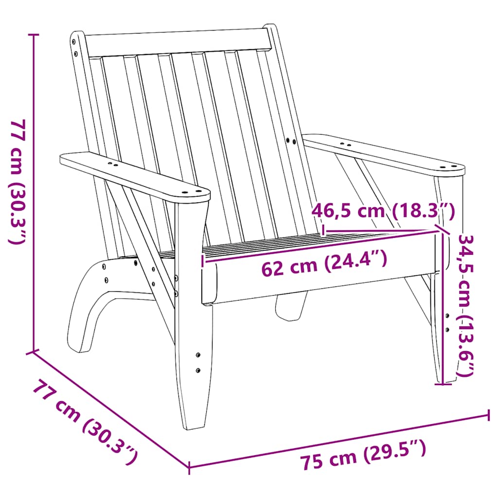 Adirondack hagestol 75x77x77 cm heltre douglasgran