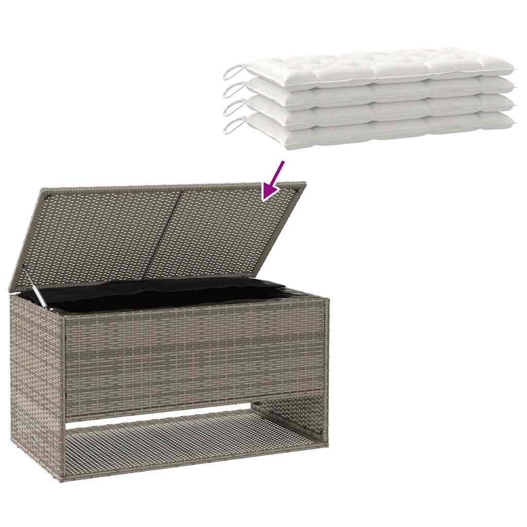 Outdoor cushion box grey 100x55x55.5 cm poly rattan