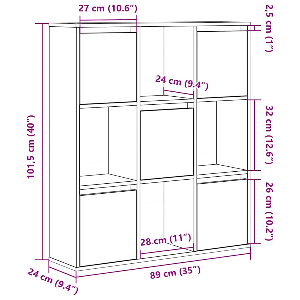 Bokhylle gammelt tre 89x24x101,5 cm konstruert tre