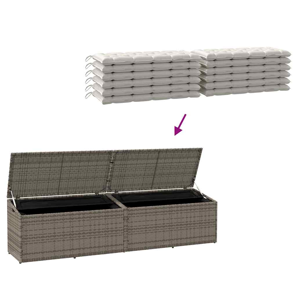 Cushion box 220x50x58 cm poly rattan grey