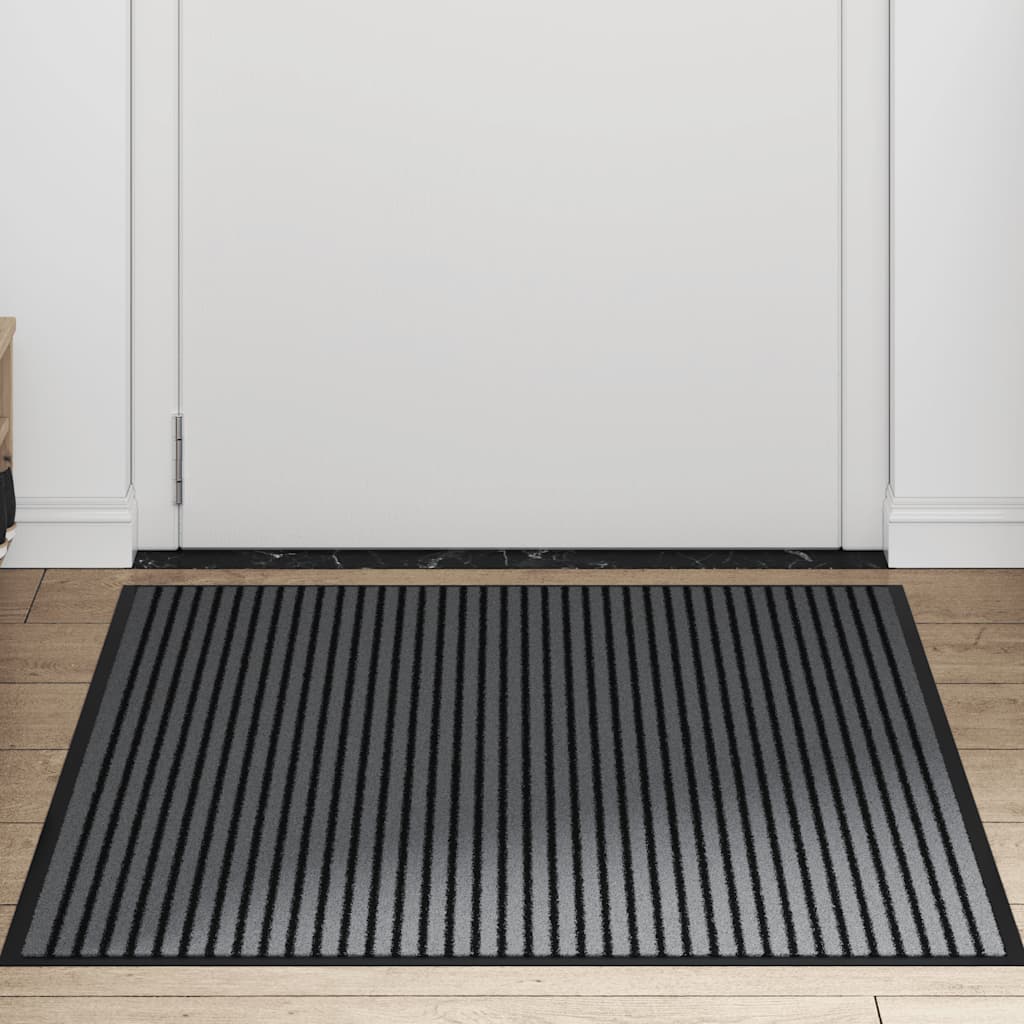 Dørmatte Stripe Svart og Grå 90x120 cm