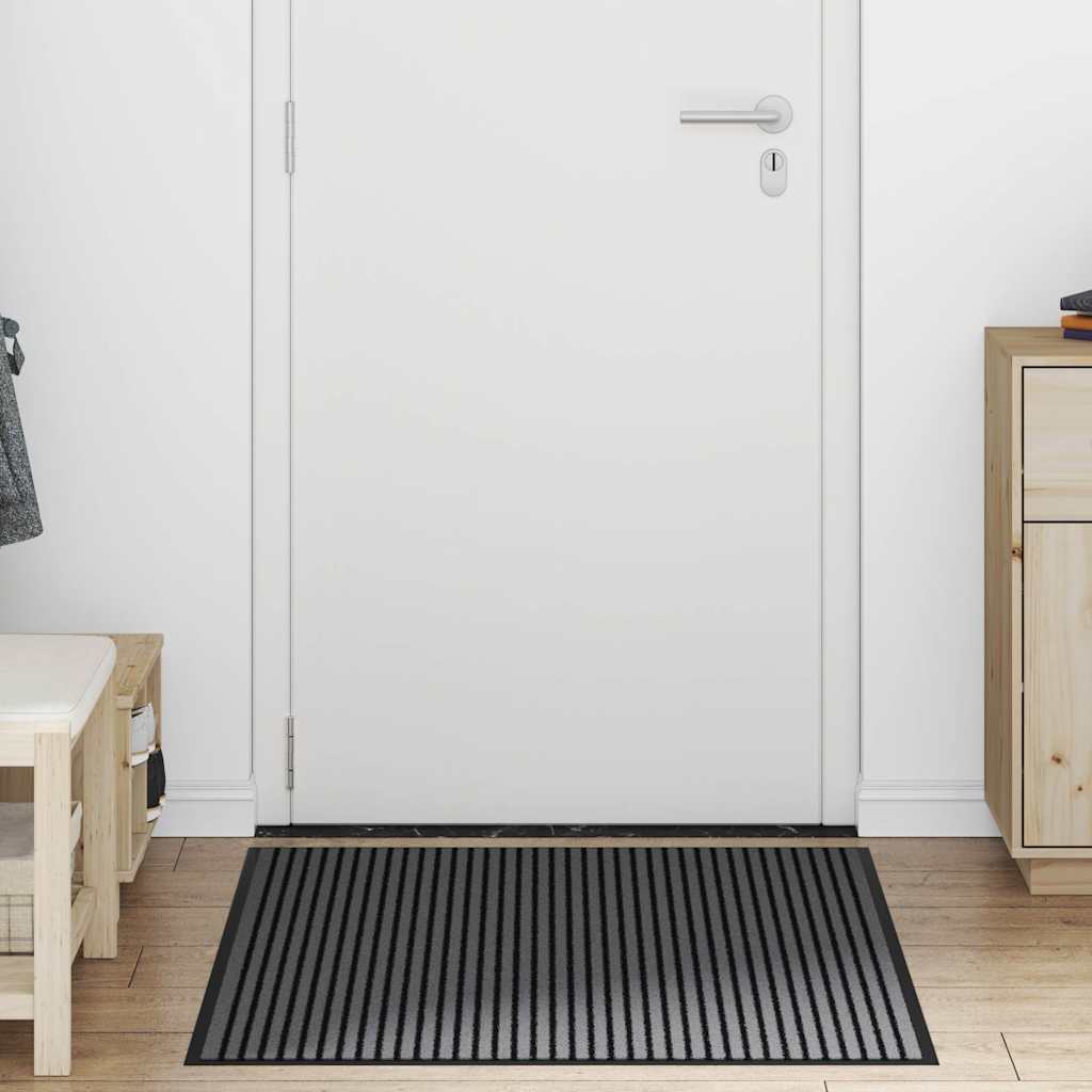 Dørmatte Stripe Svart og Grå 90x150 cm