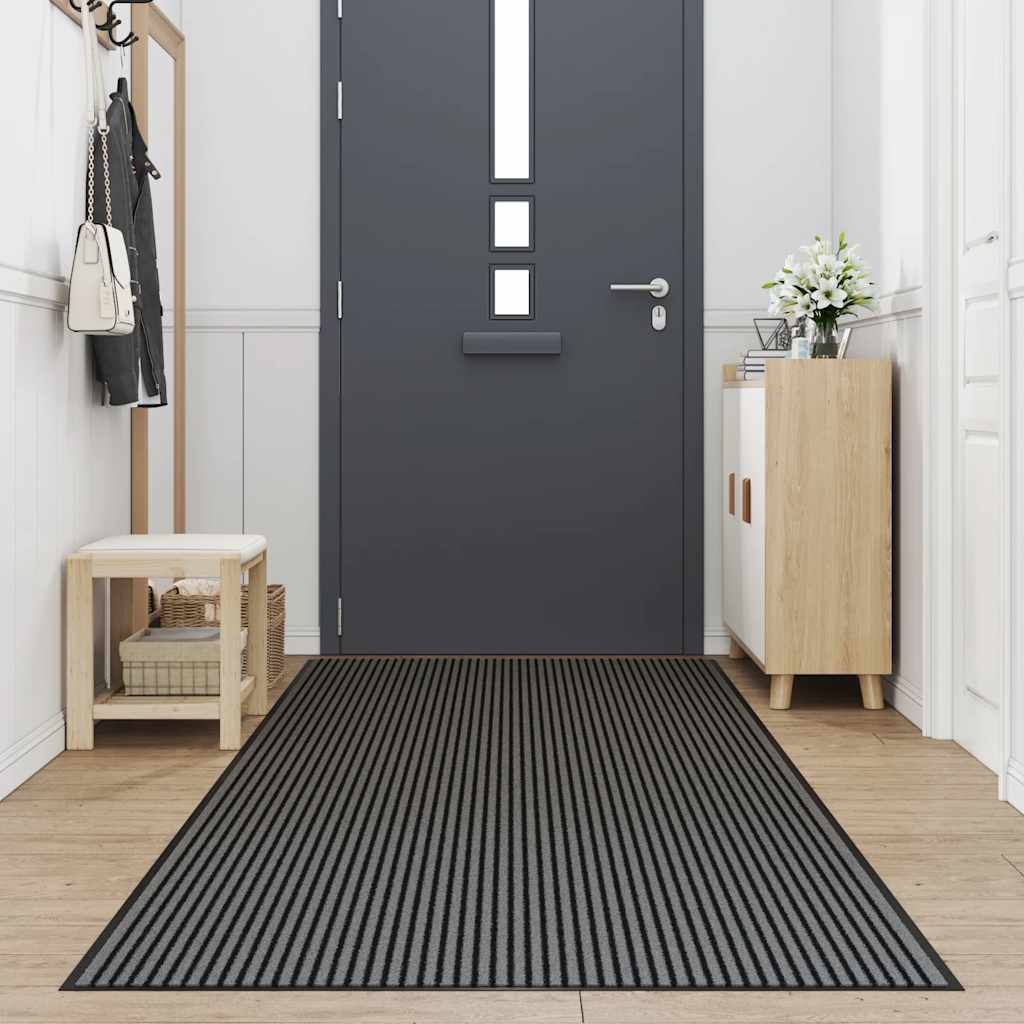 Dørmatte Stripe Sort og Grå 115x300 cm
