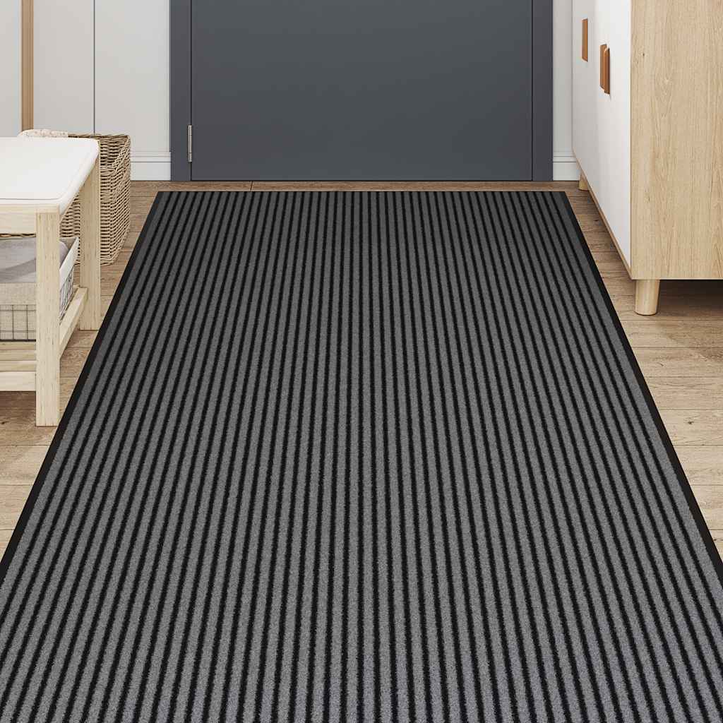 Dørmatte Stripe Sort og Grå 115x300 cm