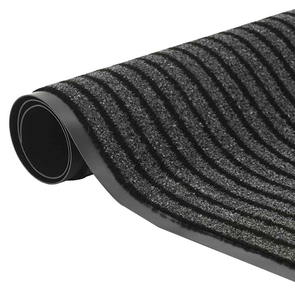 Dørmatte Stripe Sort og Grå 115x300 cm