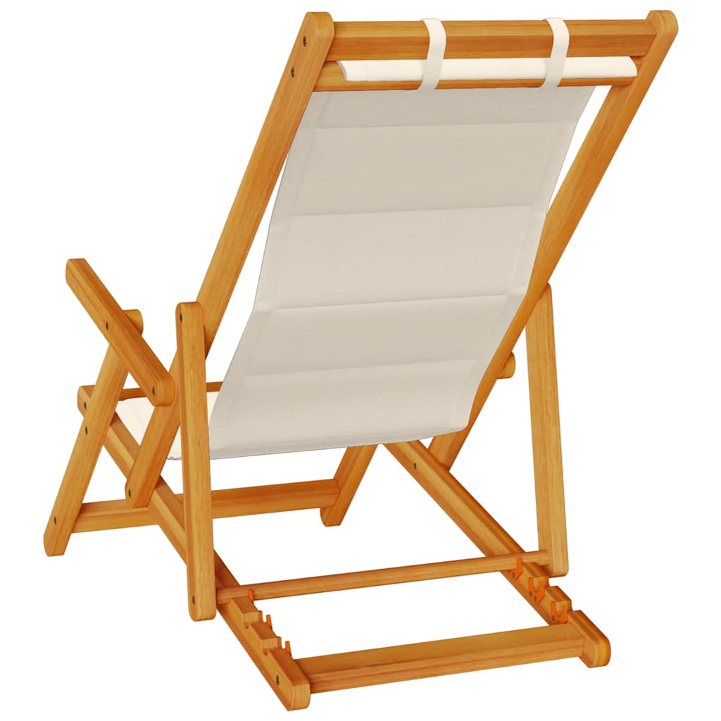 Sammenleggbar strandstol med armlener gråbrun akasietre tekstil