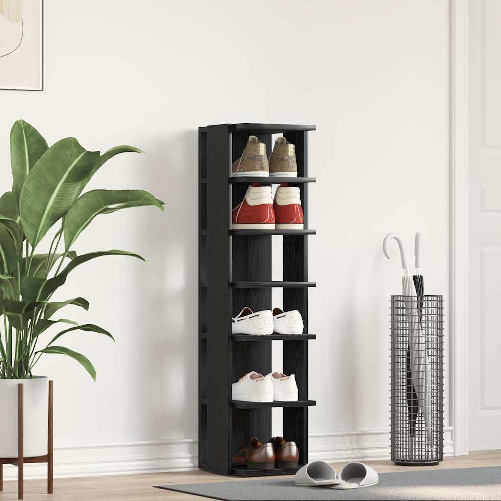 Skoskap svart eik 25x27x102 cm konstruert tre
