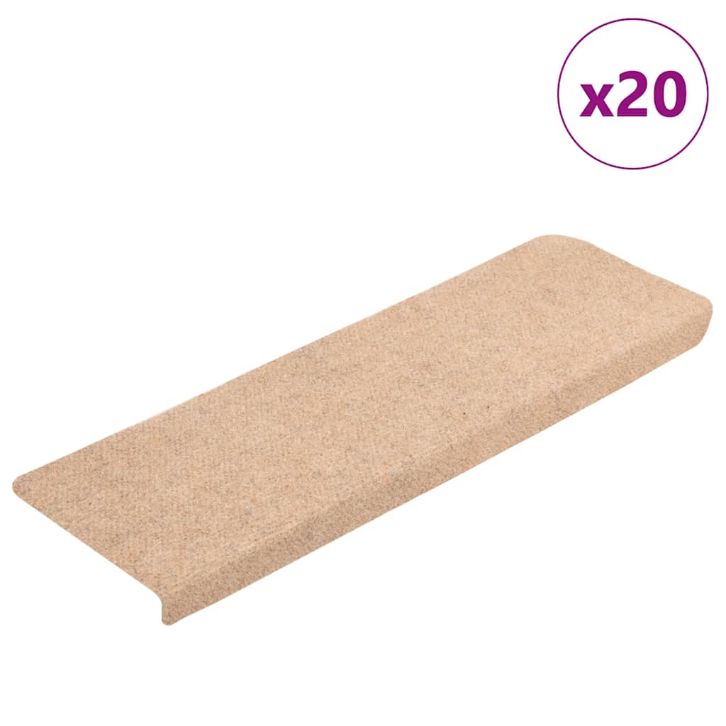 Selvklebende trappematter 20 stk kremhvit 65x21x4 cm