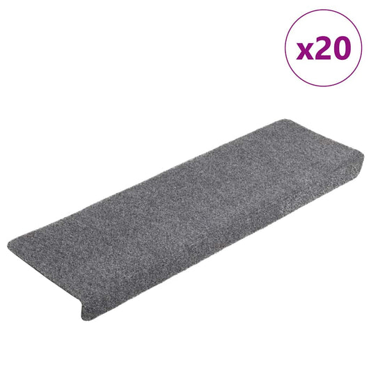 Selvklebende trappematter 20 stk lysegrå 65x21x4 cm