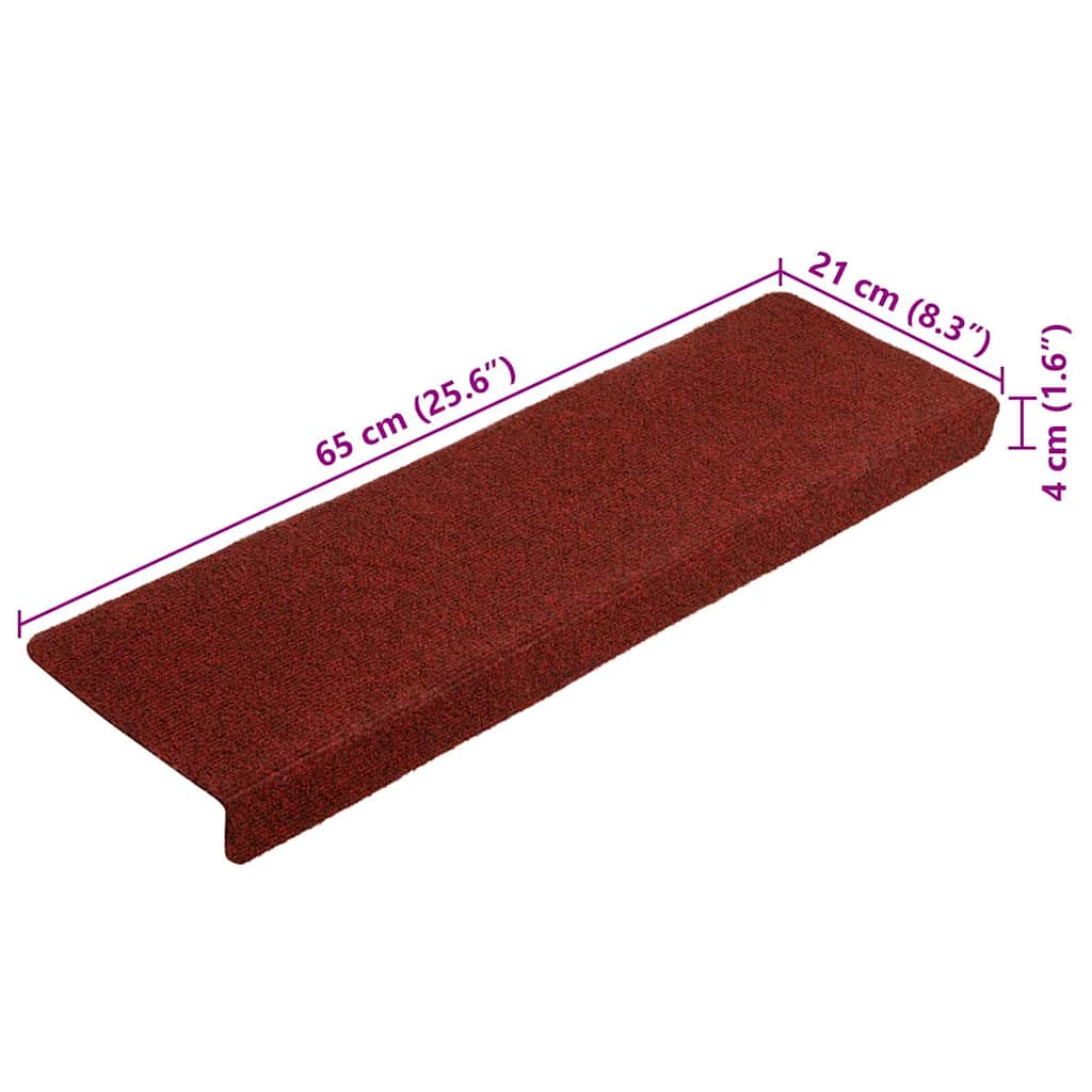 Selvklebende trappematter 20 stk vinrød 65x21x4 cm