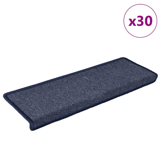 Stair mats 30 pcs 65x21x4 cm gray and blue