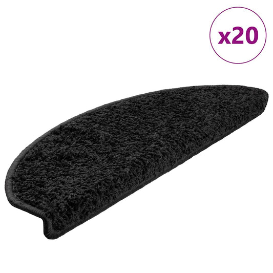 Stair mats 20 pcs black 65x21x4 cm