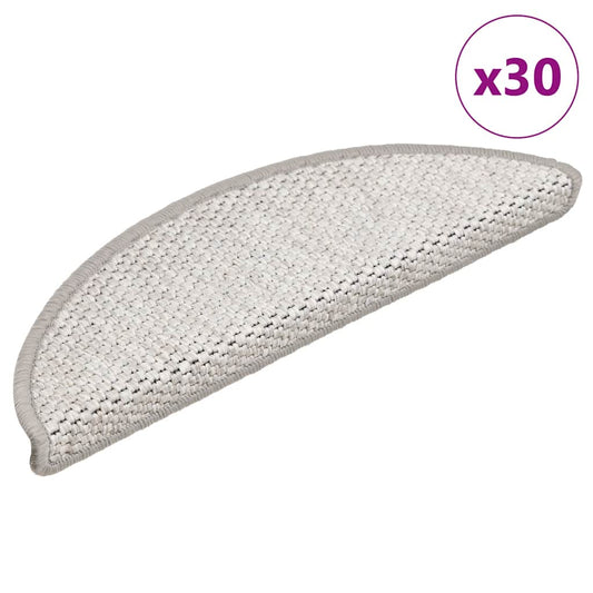 Selvklebende trappematter sisal 30 stk 56x17x3 cm platina