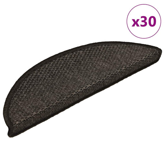 Selvklebende trappematter sisal 30 stk 56x17x3 cm antrasitt