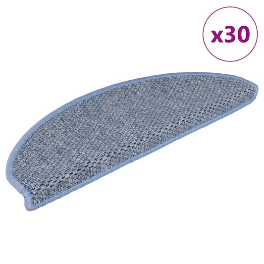 Selvklebende trappematter sisal 30 stk 56x17x3 cm blå
