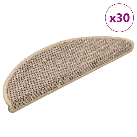Selvklebende trappematter sisal 30 stk 56x17x3 cm mørk beige