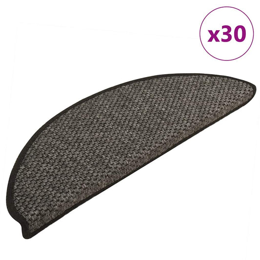 Selvklebende trappematter sisal 30 stk 65x21x4 cm antrasitt