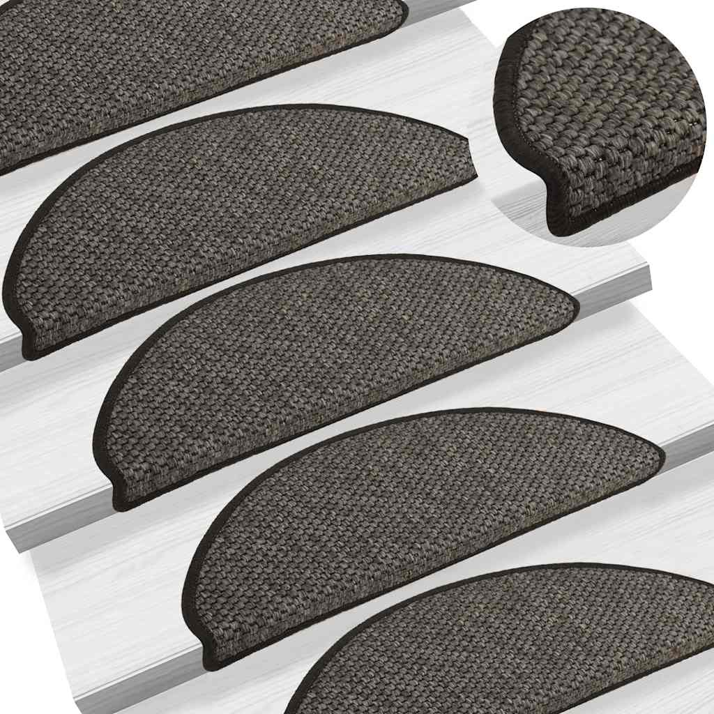 Selvklebende trappematter sisal 30 stk 65x21x4 cm antrasitt
