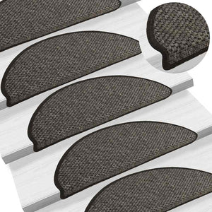 Selvklebende trappematter sisal 30 stk 65x21x4 cm antrasitt