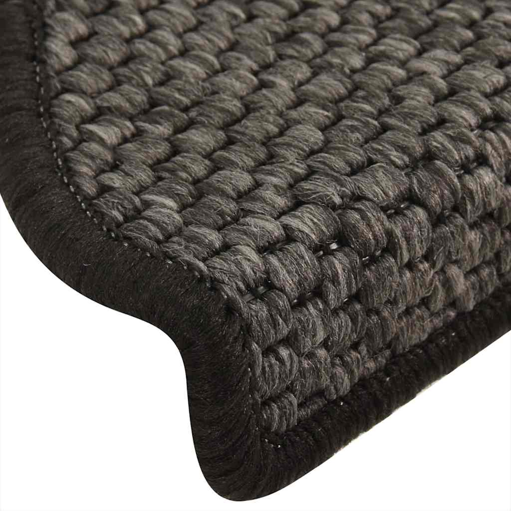 Selvklebende trappematter sisal 30 stk 65x21x4 cm antrasitt