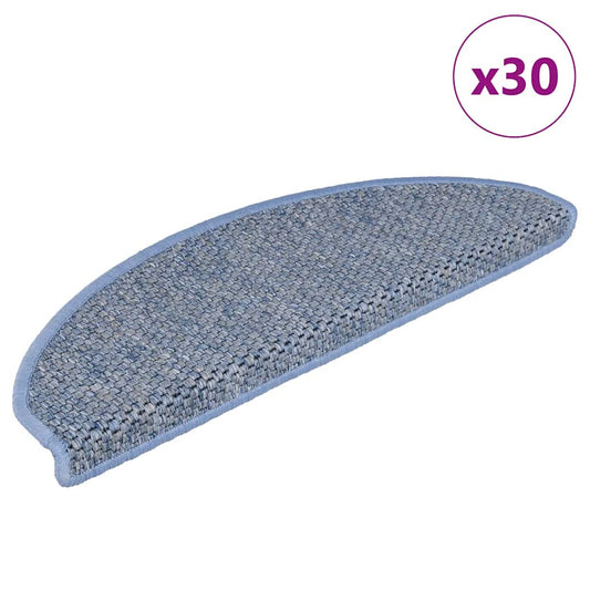 Selvklebende trappematter sisal 30 stk 65x21x4 cm blå