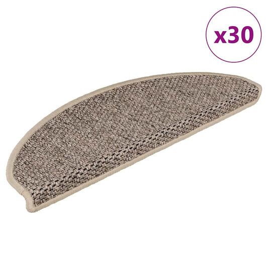 Selvklebende trappematter sisal 30 stk 65x21x4 cm mørk beige