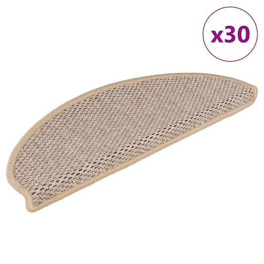 Selvklebende trappematter sisal 30 stk 65x21x4 cm lysebeige