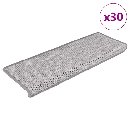Selvklebende trappematter sisal 30 stk 65x21x4 cm platina