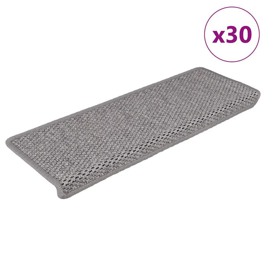 Selvklebende trappematter sisal 30 stk 65x21x4 cm sølv
