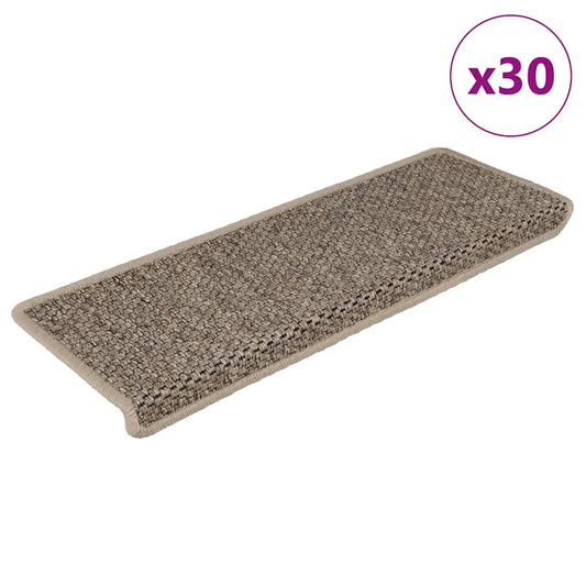 Selvklebende trappematter sisal 30 stk 65x21x4 cm mørk beige