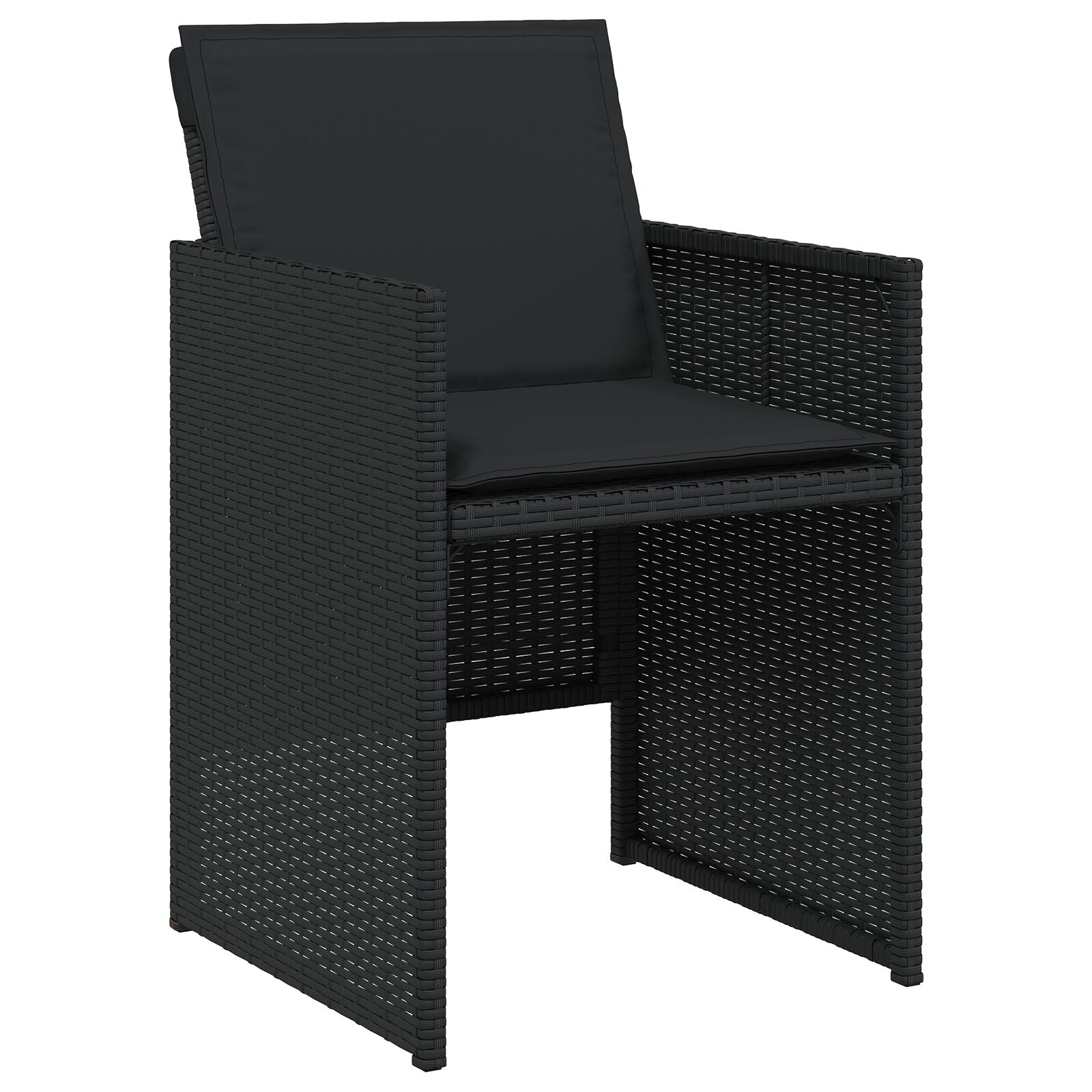 5 Delt Hagemøbelsett med Puter Svart Poly Rattan