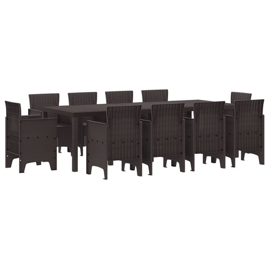 11 delers hage spisebordsett brunt poly rattan