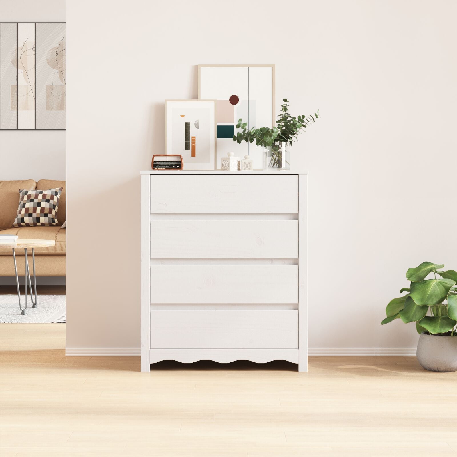 Kommode ""DRAMMEN"" Hvit 76,5x40x91 cm Massiv Furu