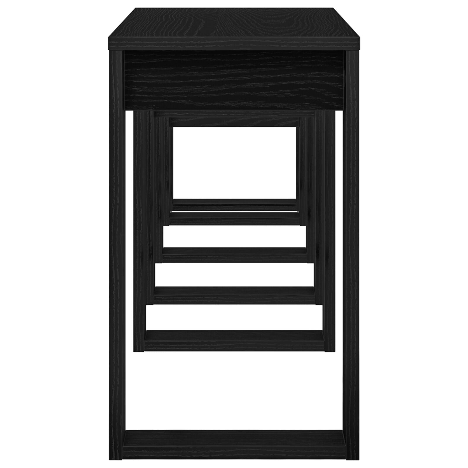 3-piece stackable tables in black oak made from engineered wood