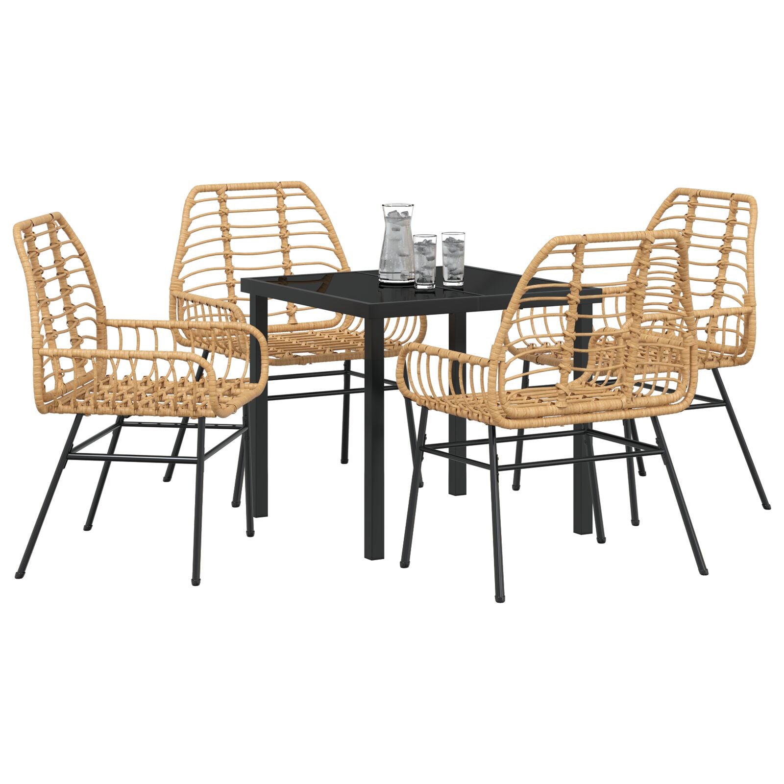 5-delt hagemøbelsett Brun Poly Rattan